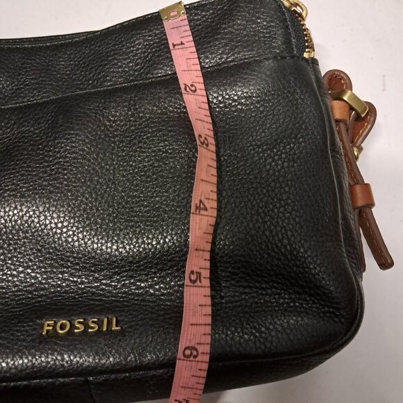 Fossil Piper Toaster Ombré Stripe Heart Leather Double Zipper Black Crossbody - Picture 14 of 16